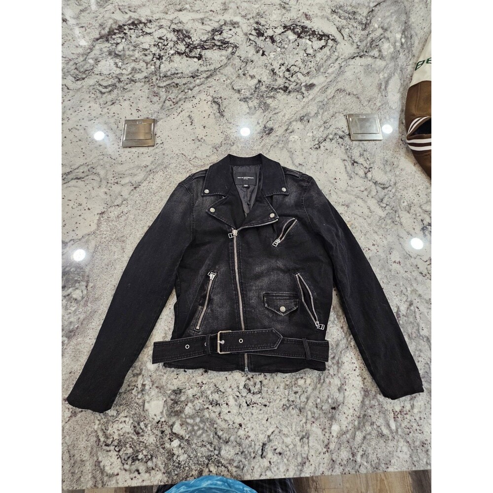 RARE Cult of Individuality Cotton Black Denim Trucker Jacket m